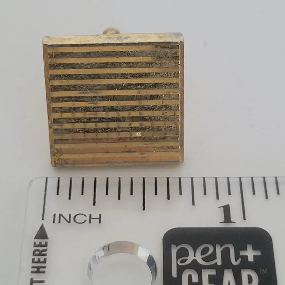 Royal Windsor Gold Tone Logo Cufflinks Vintage Square Retro Designer Bullet
